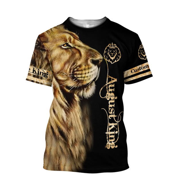 Custom Name August King Lion 3D All Over Printed Unisex Shirt