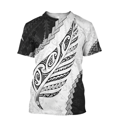 Paua Shell Maori Silver Fern 3d all over printed shirt and short for man and women-Apparel-PL8386-T-shirt-S-Vibe Cosy™