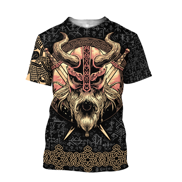 Love Skull Viking 3D all over printed for man and women QB06062004-Apparel-PL8386-T- Shirt-S-Vibe Cosy™