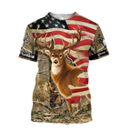 Deer Hunting America Flag 3D All Over Printed Shirts LAM