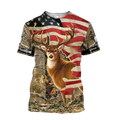 Deer Hunting America Flag 3D All Over Printed Shirts LAM
