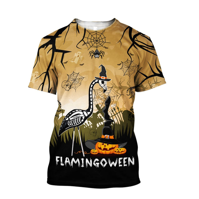 Beautiful All Over Print Flamingoween Hoodie MHMH2508203-MEI