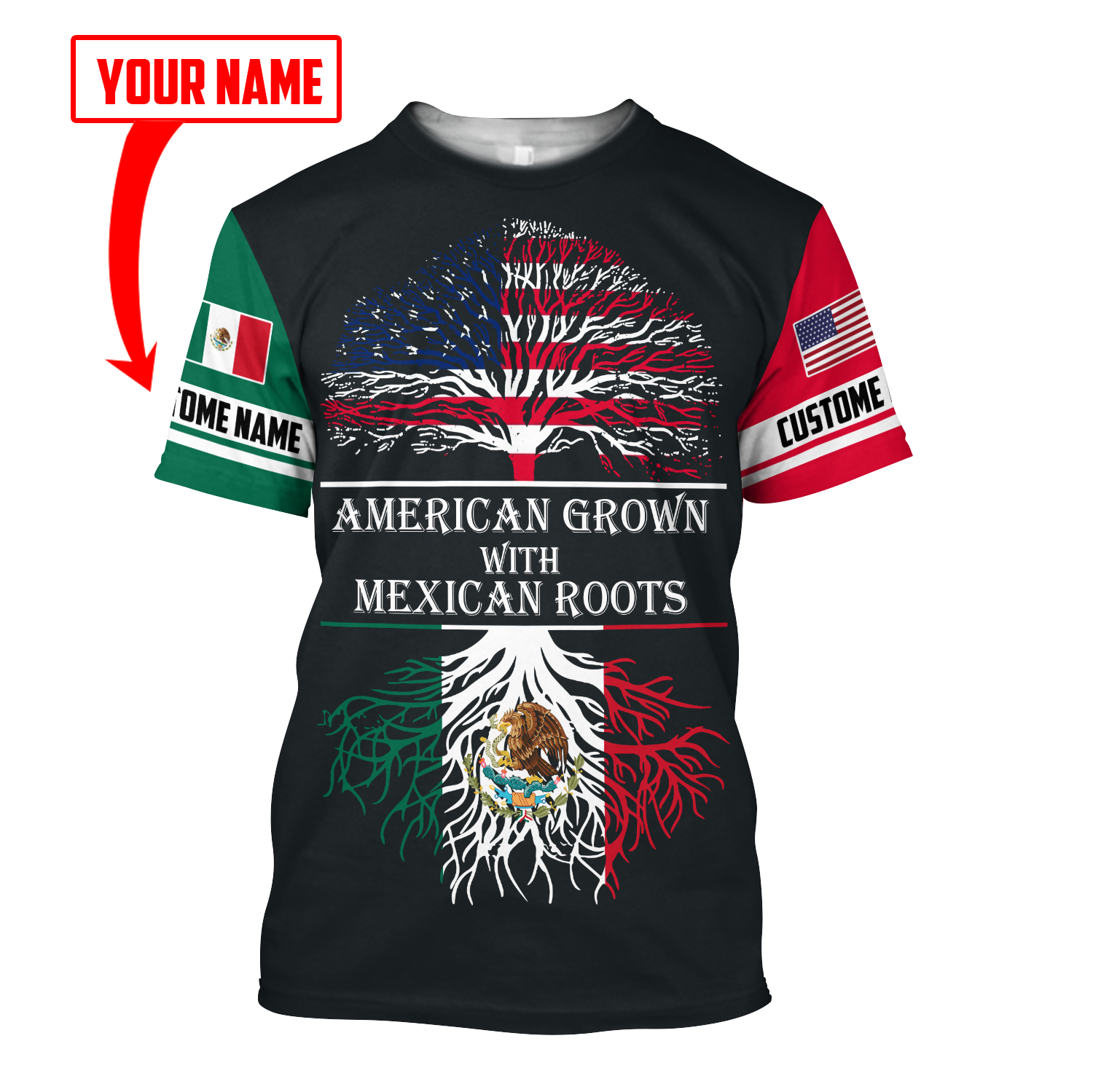 Persionalized American Grown With Mexican Roots 3D All Over Printed Shirts
