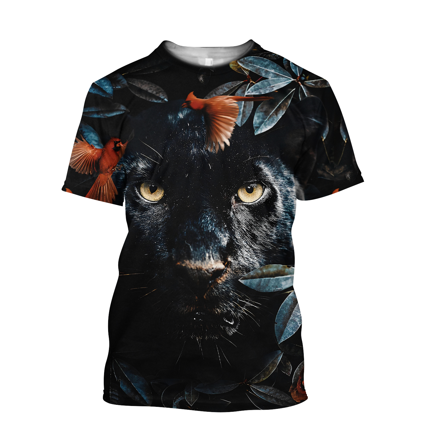 Flower Black Panther Over Printed T-shirt for Men and Women