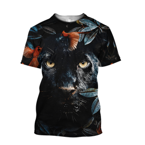 Flower Black Panther Over Printed T-shirt for Men and Women