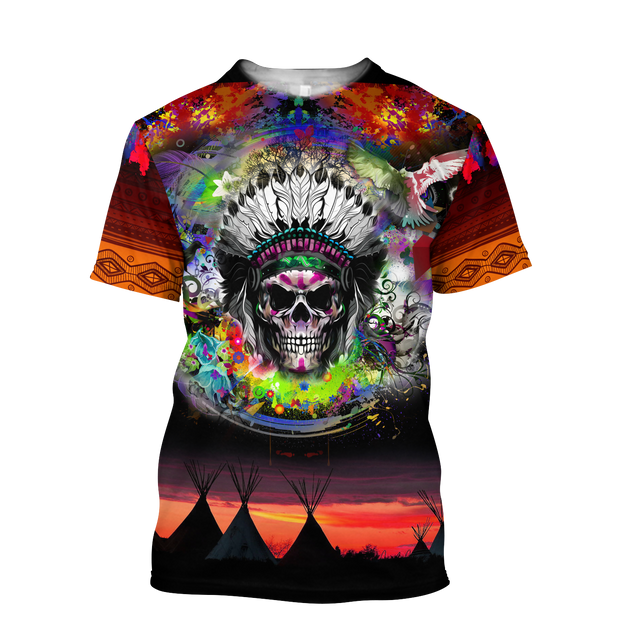 Love Skull native 3D all over printed for man and women QB06082002-Apparel-PL8386-T- Shirt-S-Vibe Cosy™