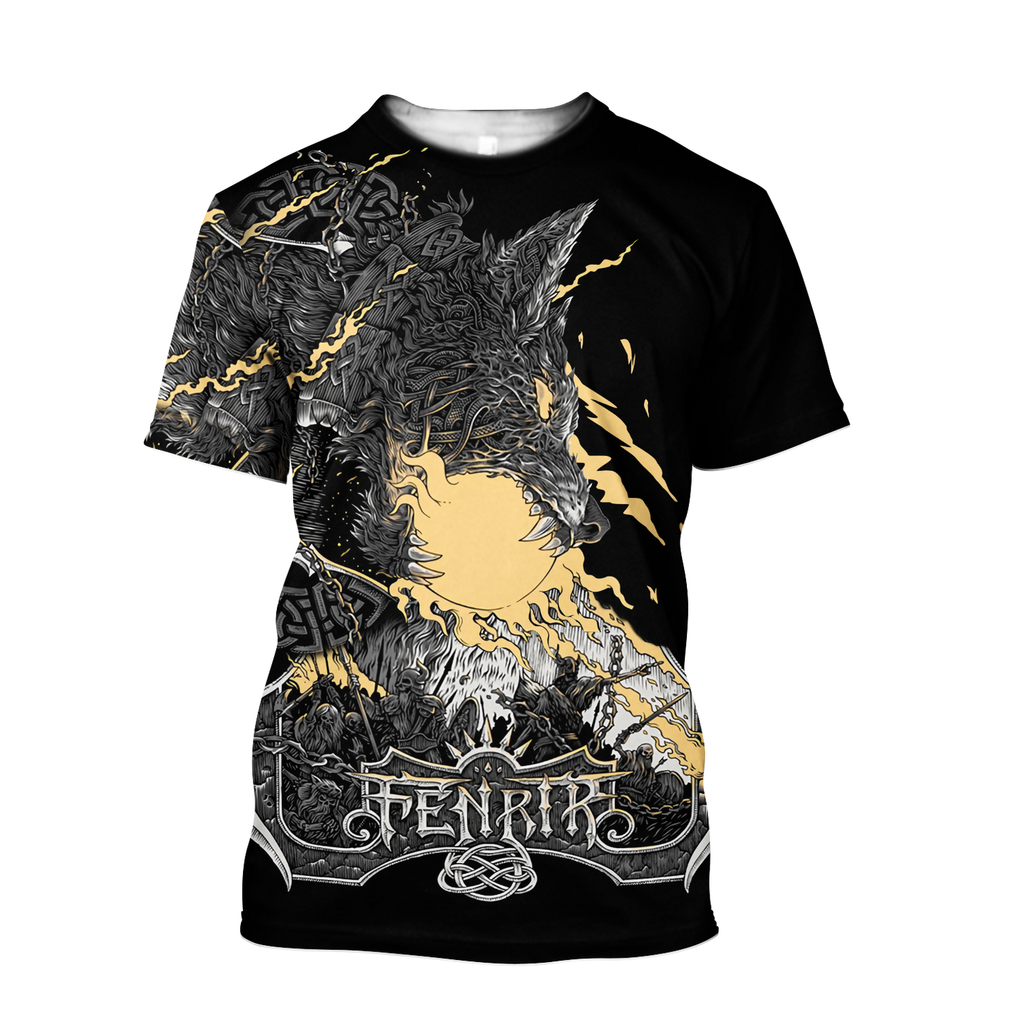 Fenrir Wolf Viking All Over Printed Unisex Deluxe Hoodie ML