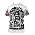 Puerto Rico Black Symbol Sol Taino On White Shirt QB06232004S-Apparel-TQH-T-Shirt-S-Vibe Cosy™