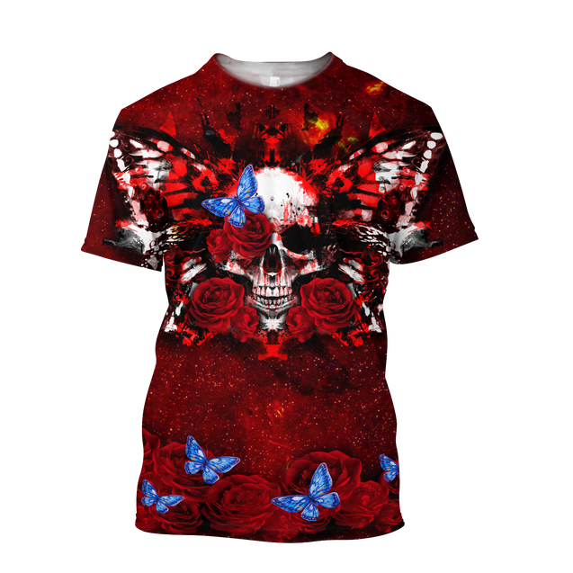 Butterfly love Skull red 3D all over printed for man and women QB05312002-Apparel-PL8386-T- Shirt-S-Vibe Cosy™