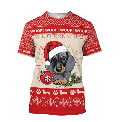 Premium Christmas Dachshund Dog Red Unisex Shirts