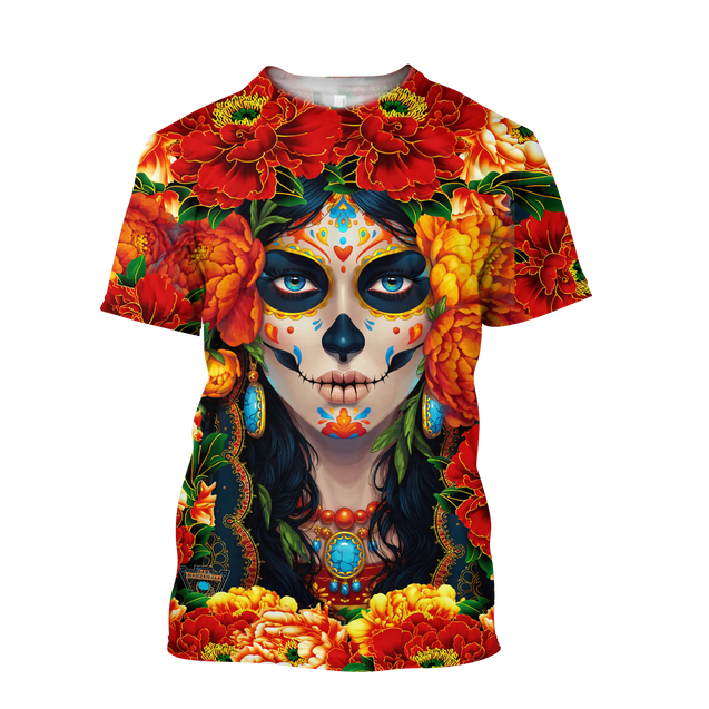 All Over Printed Day Of The Dead Skull HHT01092005-MEI