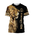 Custom Name February King Lion  3D All Over Printed  Unisex Shirt