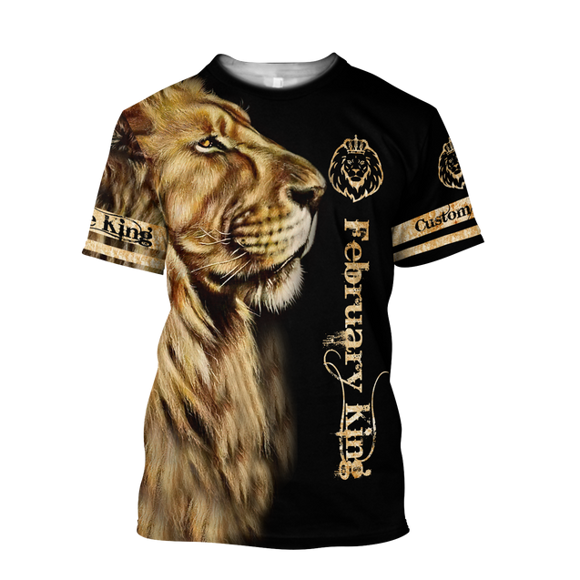 Custom Name February King Lion  3D All Over Printed  Unisex Shirt