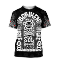 Puerto Rico White Symbol Sol Taino On Black Shirt QB06232002-Apparel-TQH-T-Shirt-S-Vibe Cosy™