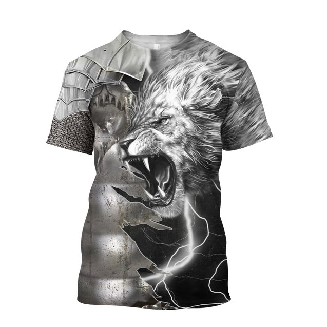 Lion Warrior Amor Tattoo 3D All Over Printed Unisex Shirts