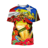 Puerto Rico Caribbean Frog With Maga Flower Combo Shirts QB06222002-Apparel-TQH-T-Shirt-S-Vibe Cosy™