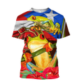 Puerto Rico Caribbean Frog With Maga Flower Combo Shirts QB06222002-Apparel-TQH-T-Shirt-S-Vibe Cosy™