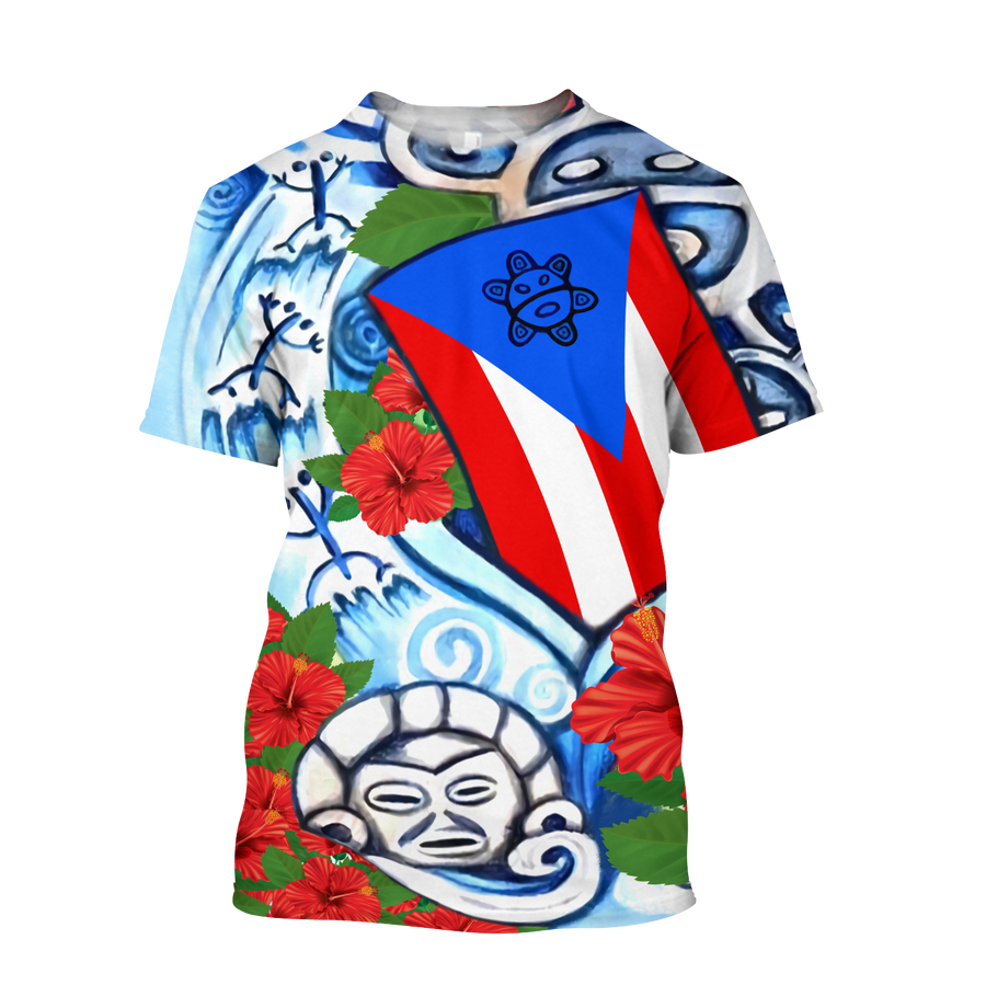 Puerto Rico Sol Taino Art Painting Shirt QB06202004-Apparel-TQH-Hoodie-S-Vibe Cosy™