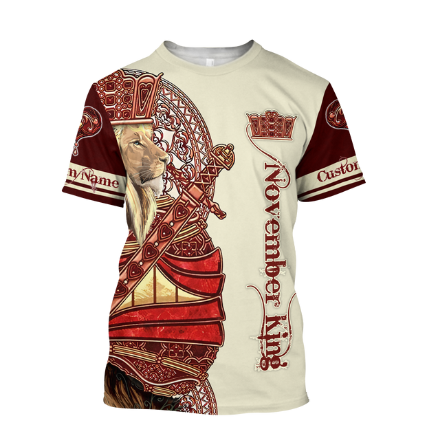 Custom Name November King Lion 3D  All Over Printed Unisex Shirts