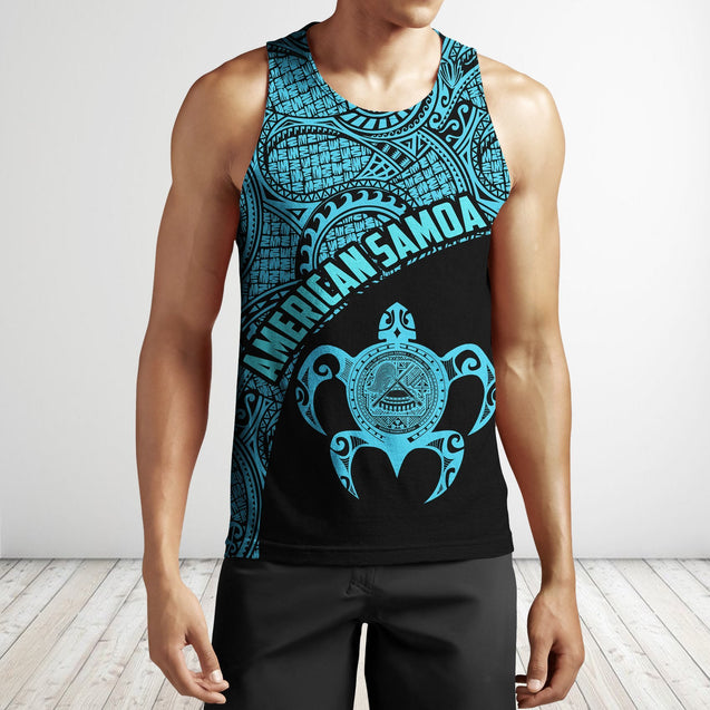 American Samoa Polynesian Hoodie - Blue-Apparel-Phaethon-Tank Top-S-Vibe Cosy™