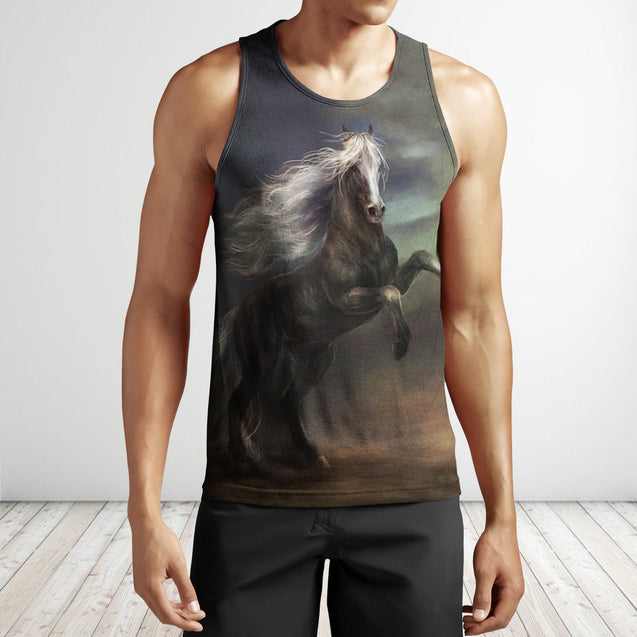 All Over Print Black Horse In The Dark-Apparel-Phaethon-Tank Top-S-Vibe Cosy™