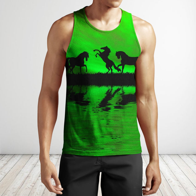 3D All Over Print Green Animals Horse Hoodie-Apparel-Phaethon-Tank Top-S-Vibe Cosy™
