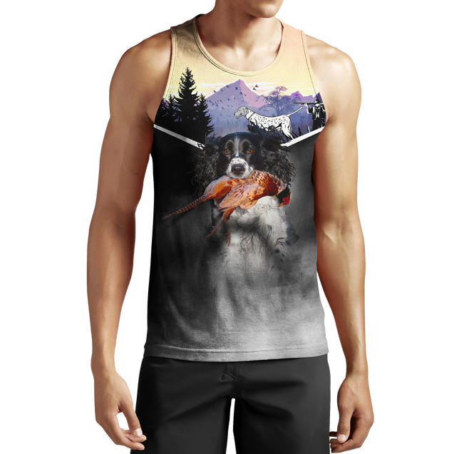 Pheasant Hunting Springer Spaniel 3D All Over Printed Shirts For Men And Women JJ170104-Apparel-MP-Tank Top-S-Vibe Cosy™