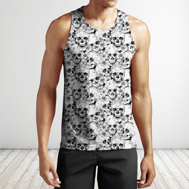 3D All Over Print Skullcap And Sakura Shirts-Apparel-Phaethon-Tank Top-S-Vibe Cosy™