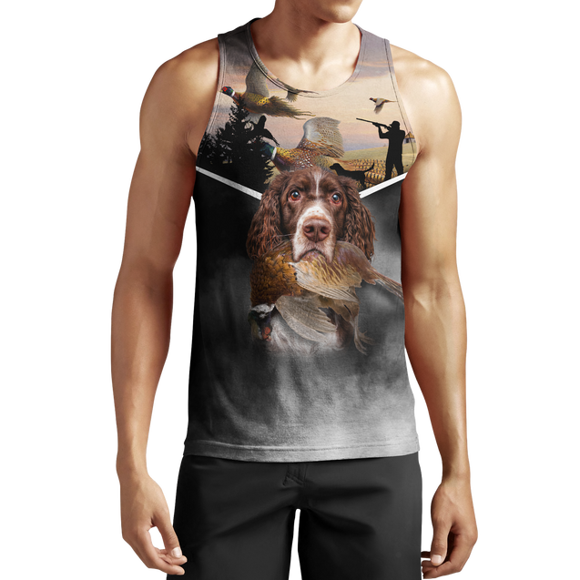 Pheasant Hunting Springer Spaniel 3D All Over Printed Shirts For Men And Women JJ180103-Apparel-MP-Tank Top-S-Vibe Cosy™