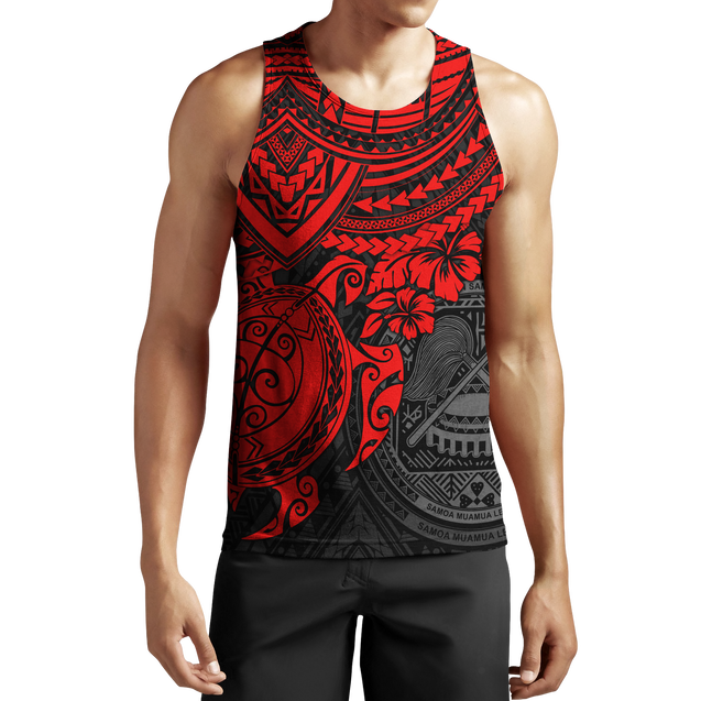 American Samoa Polynesian Hoodie Red Turtle JJ300102 PL-Apparel-PL8386-Tank top-S-Vibe Cosy™