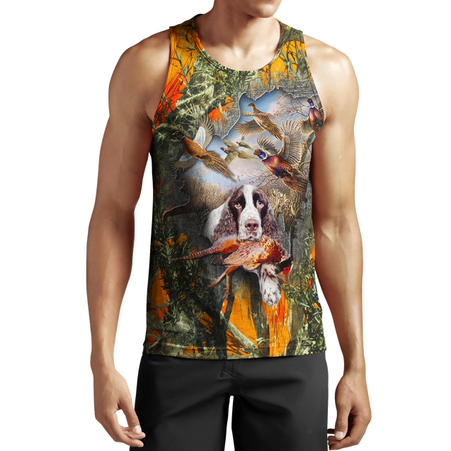 Pheasant Hunting Springer Spaniel 3D All Over Printed Shirts For Men And Women JJ180101-Apparel-MP-Tank Top-S-Vibe Cosy™