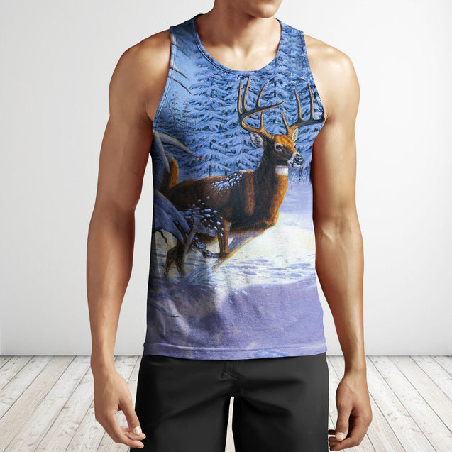 3D All Over Print Deer Running Art Shirts-Apparel-Phaethon-Tank Top-S-Vibe Cosy™