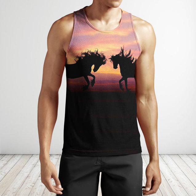 All Over Print Horse Silhouette Sunset-Apparel-Phaethon-Tank Top-S-Vibe Cosy™