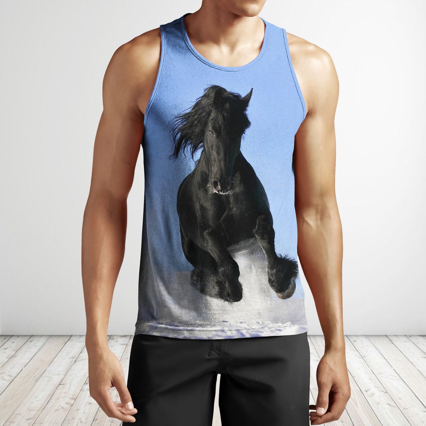 3D All Over Print Black Horse Blue Sky Shirts-Apparel-Phaethon-Tank Top-S-Vibe Cosy™