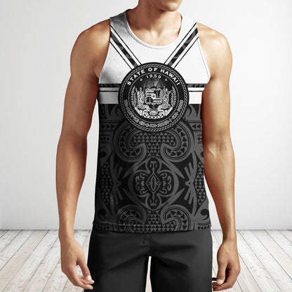 Hawaii Coat Of Arms Hoodie - Black And White J9-ALL OVER PRINT HOODIES (P)-Phaethon-Tank Top-S-Vibe Cosy™
