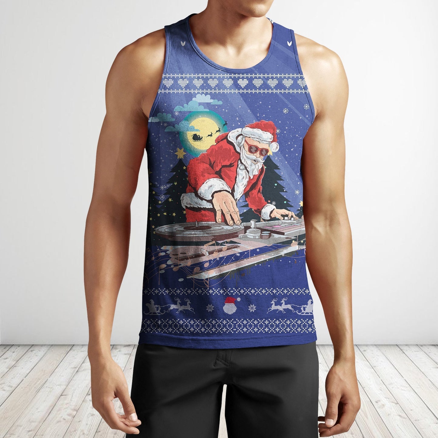 3D All Over Print Blue Santa Shirts-Apparel-Phaethon-Tank Top-S-Vibe Cosy™