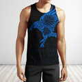 Vikings - The Raven of Odin Tattoo Blue-Apparel-HP Arts-Men's Tank Top-S-Vibe Cosy™