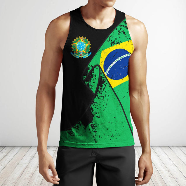 Brasil Special Grunge Flag Pullover Hoodie-Apparel-Phaethon-Tank Top-S-Vibe Cosy™