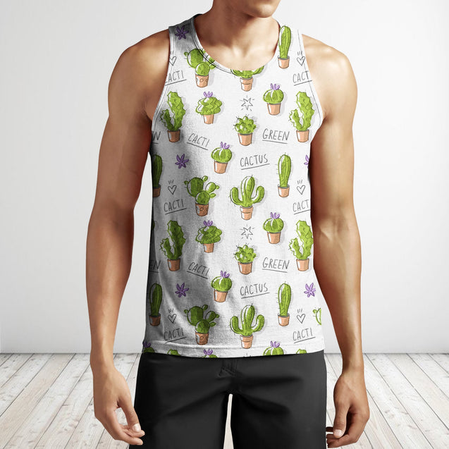 All Over Printing Cacti Pots Shirt-Apparel-Phaethon-Tank Top-S-Vibe Cosy™