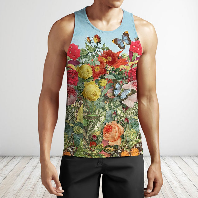 All Over Printing Butterfly Garden Hoodie-Apparel-Phaethon-Tank Top-S-Vibe Cosy™