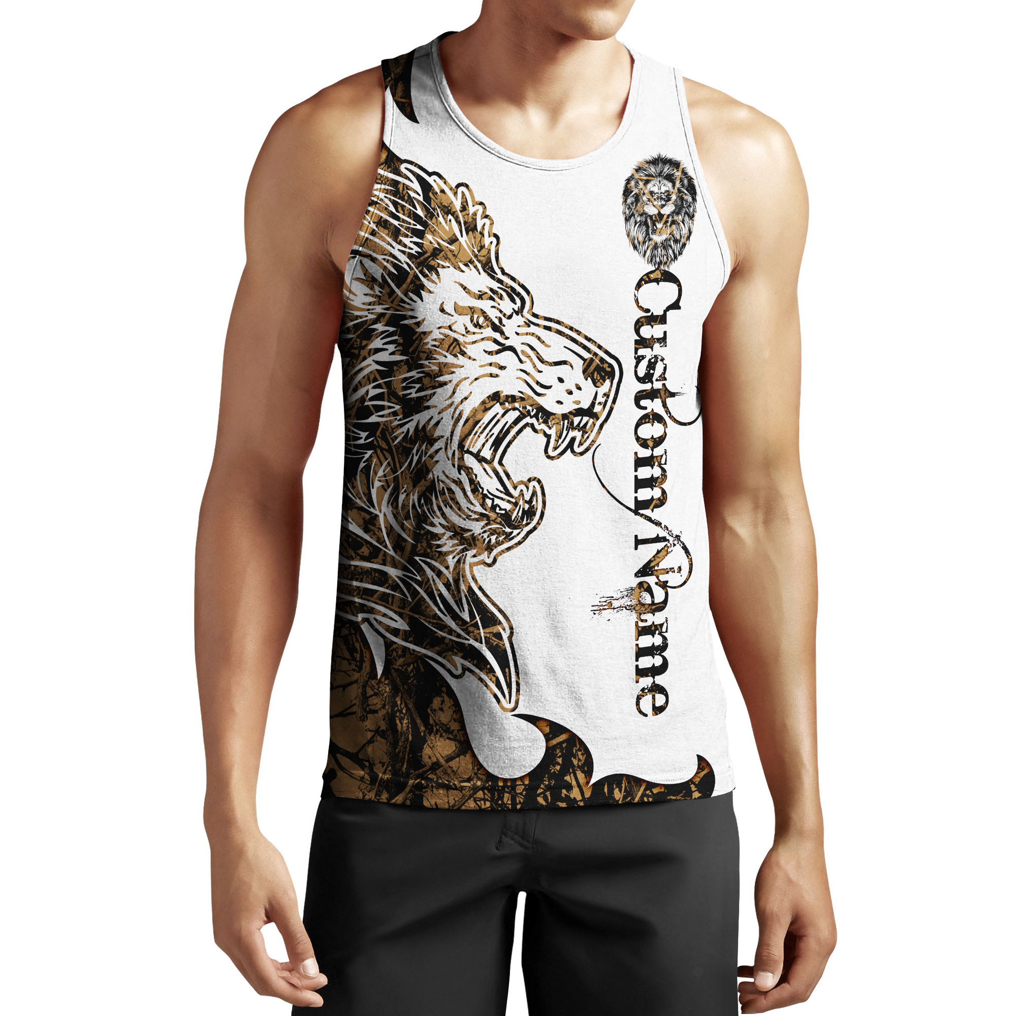 Custom Name The King Lion Tattoo Over Printed Hoodie