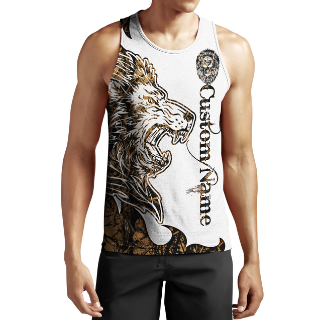 Custom Name The King Lion Tattoo Over Printed Hoodie