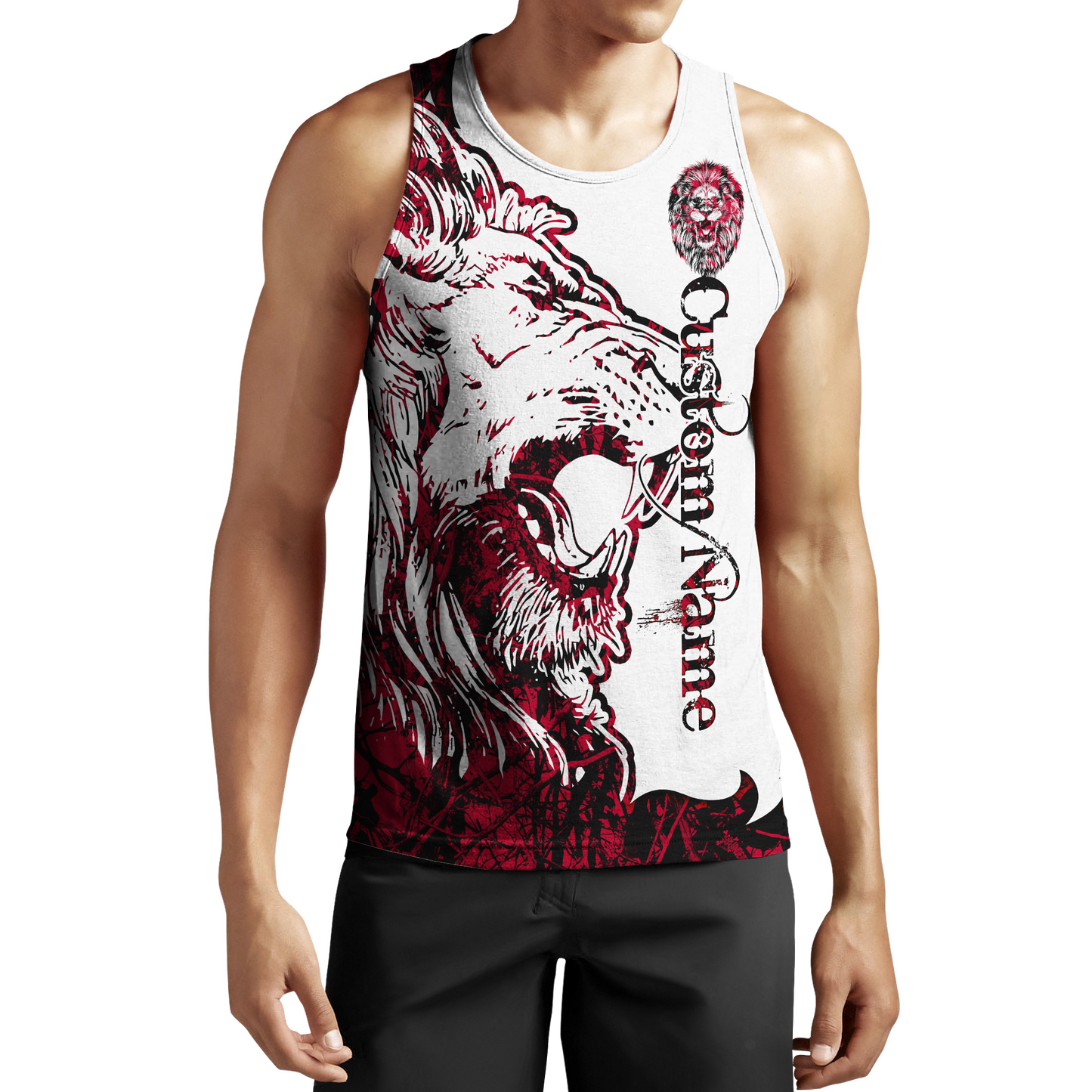 Custom Name The Red Alpha King Lion Tattoo 3D All Over Printed Unisex Shirt