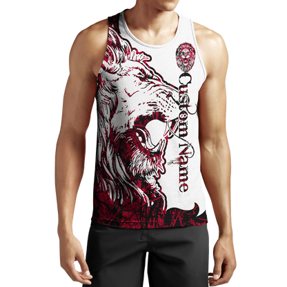 Custom Name The Red Alpha King Lion Tattoo 3D All Over Printed Unisex Shirt