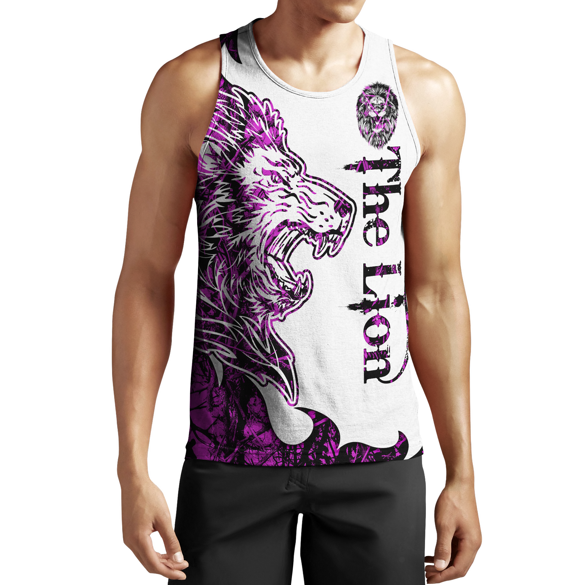 The Purple Lion Tattoo Over Printed Hoodie
