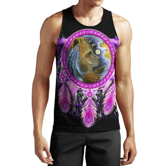 Native American Bear 3D All Over Printed Shirts JJ21052001-Apparel-MP-Tanktop-S-Vibe Cosy™