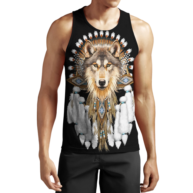 Native American Wolf 3D All Over Printed Shirts MP18052001-Apparel-MP-Tanktop-S-Vibe Cosy™