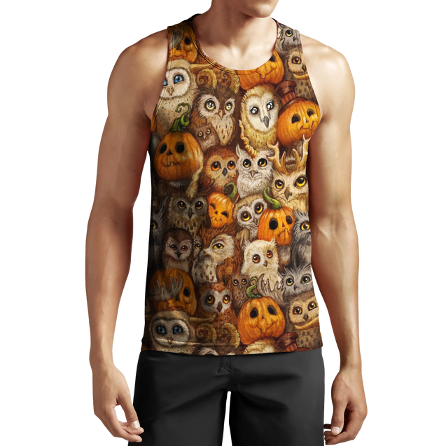 Halloween Pumpkin and Owl Over Printed Shirts For Men and Women JJW07082003