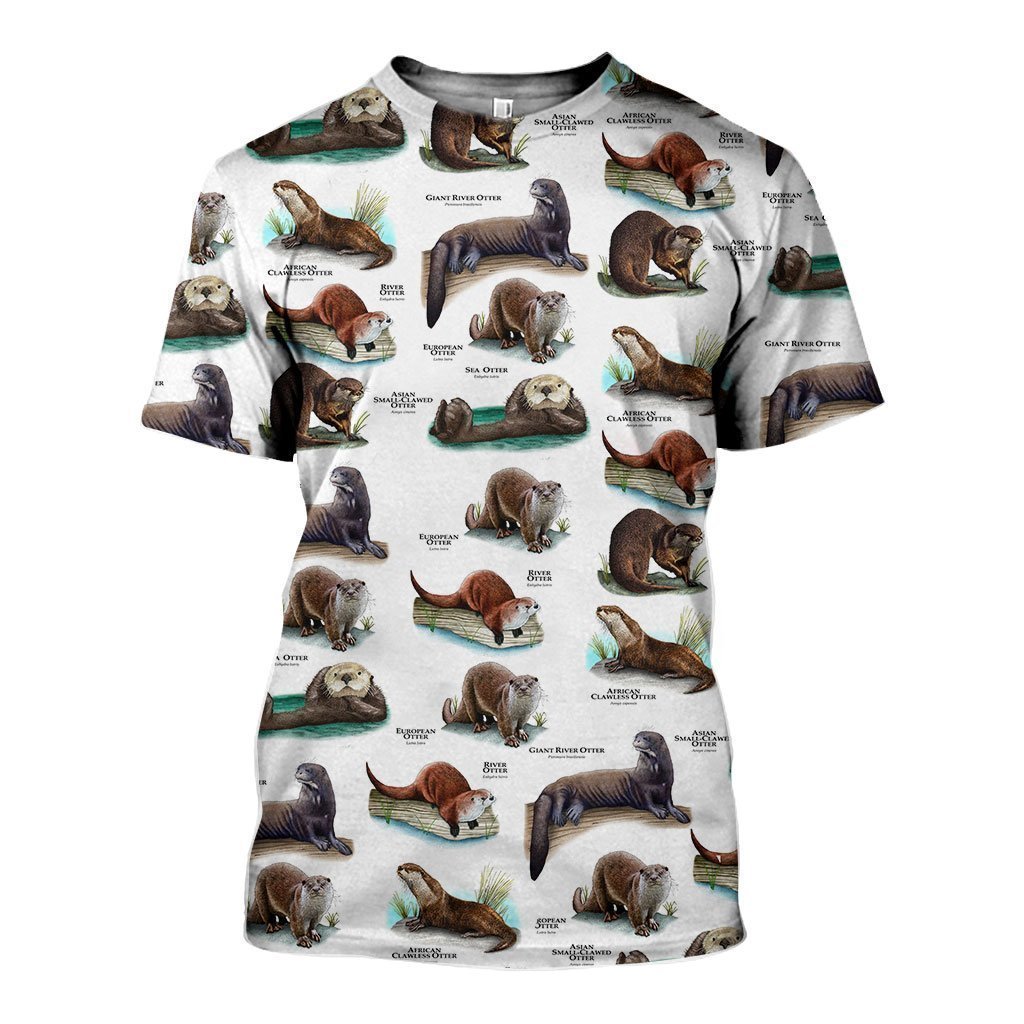 3D All Over Printed Otters Of The World Shirts and Shorts-Apparel-HP Arts-T-Shirt-S-Vibe Cosy™