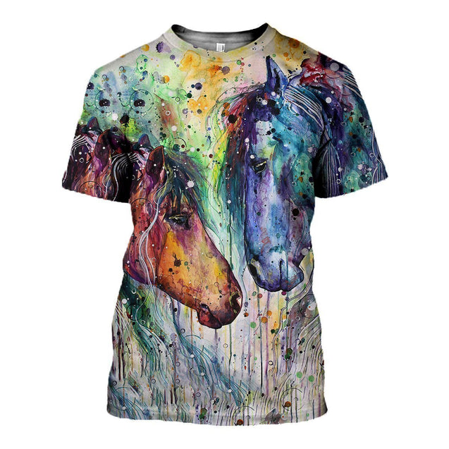 3D PRINTED HORSE SHIRT-Apparel-HP Arts-T-Shirt-S-Vibe Cosy™